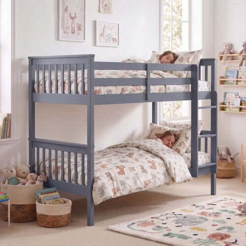 Home Discount (Grey) Milan Bunk Bed High Sleeper Ladder Solid Wood Pine 1