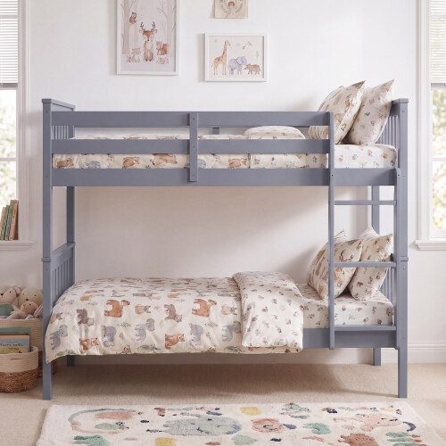 Home Discount (Grey) Milan Bunk Bed High Sleeper Ladder Solid Wood Pine 2
