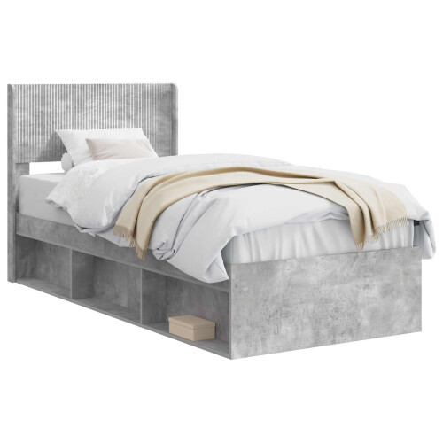 VidaXL vidaXL Bed Frame with Storage and Headboard Concrete Grey 90 x 200 cm 1