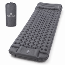 Voyager Single Sleeping Pad Ergonomic Durable 40D Nylon TPU Easy Inflation Deflation Compact & Lightweight, Grey