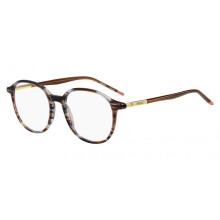Óculos de Grau Hugo HG 1380 51/18/140 Listrado Marrom Laranja Armações de Acetato MULHER HG 1380