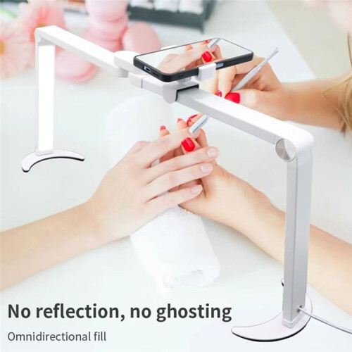 Foldable Nail Lamp for Desk,Large Nail Tech Light with Phone Holder,Half Moon Led Light,Eyelash Extensions EU Plug 2