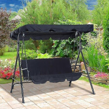 (Black) Swings Garden Swing Chair Cover Polyester Waterproof And Uv Resistant