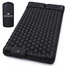 Voyager Double Sleeping Pad Ergonomic Durable 40D Nylon TPU Easy Inflation Deflation Compact & Lightweight, Black