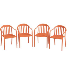 Set mit 4 Gartenstühlen aus Kunststoff mit Rückenlehne und Armlehnen