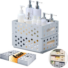 Organisateur de Rangement Pliable Lot de 4 Gris 30,5x23,5x11,5cm — boite rangement bureau, bac plastique empilable