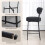 Set of 2 Upholstered Bar Stools with Footrest Black 8