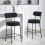 Set of 2 Upholstered Bar Stools with Footrest Black 4
