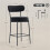 Set of 2 Upholstered Bar Stools with Footrest Black 5