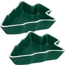 Festive Ceramic Christmas Tree Bowl Set of 2 Pieces for Sauce, Snacks and Fruit — green ceramic bowl, sauce dish