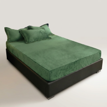 Spannbettlaken mit Gummizug Samtig Flanell Warm Weich 90x200 cm Grün — bettlaken mit gummizug 90x200