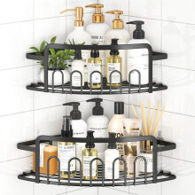 Étagère d’angle de douche sans perçage Charfna élégante – lot de 2 pièces — organisateur douche, panier douche acier