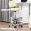 Height Adjustable Bar Stool with Backrest Footrest Faux Leather Beige 8