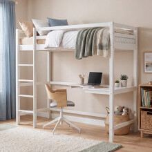 (White) Sydney 3ft Single Bunk Bed with Corner Desk Pine