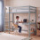 Vida Designs (Grey) Sydney 3ft Single Bunk Bed with Corner Desk Pine 2