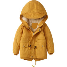 Veste d’hiver rembourrée pour enfant avec capuche Agréable et chaude Jaune 92-98 — manteau chaud enfant
