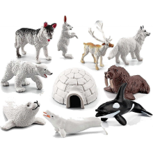 2026 10 Piece Realistic Polar Animal Figurines Toy Set Mini Arctic Animal Models Figure Playset for Cake Topper