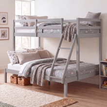 (Grey) Sydney Triple Bunk Bed - Single Double Ladder