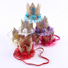(blue) 1 Year Old Baby Princess Crown Headband