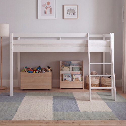 Vida Designs (White) Sydney High Sleeper Bunk Bed with Storage Ladder 2