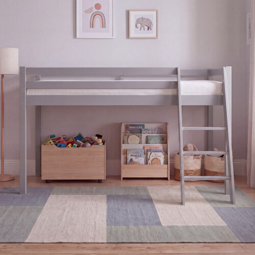 Vida Designs (Grey) Sydney High Sleeper Bunk Bed with Storage Ladder 2