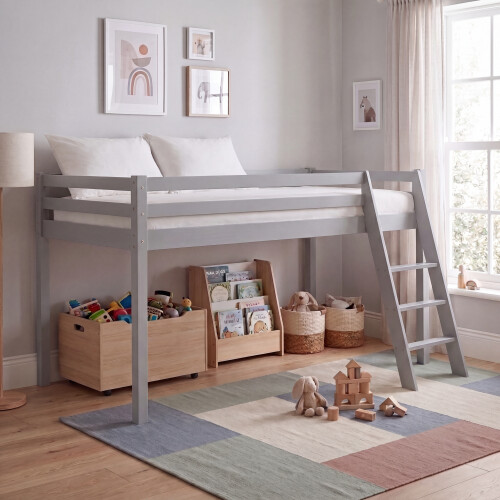 Vida Designs (Grey) Sydney High Sleeper Bunk Bed with Storage Ladder