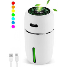 (White) Portable Mini Usb Humidifier, 200ml Ultrasonic Cool Mist Humidifier With 7 Colors Light Changing