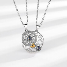 Sun Moon Star Couple Necklace Couple Necklace Pendant Projection Necklace