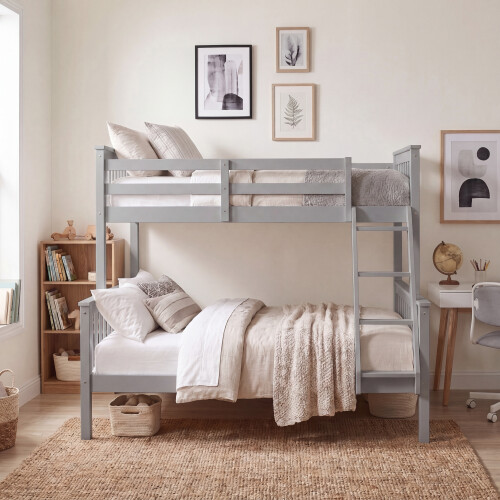 Vida Designs (Grey) Milan Triple Bunk Bed - Single Double Detachable 2