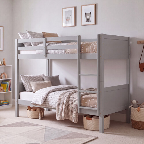 (Grey) Gemini Pine Bunk Bed High Sleeper - Detachable