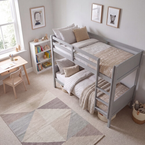 (Grey) Gemini Pine Bunk Bed High Sleeper - Detachable 1