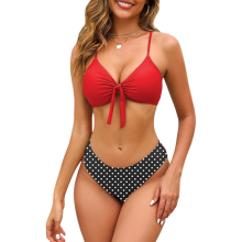 Damen Bikini-Set Zweiteiliger Badeanzug Modellierend Rot S — high waist bikini, push up badebekleidung, strandmode damen
