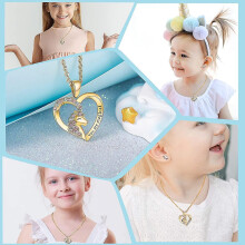 Unicorn Necklace for Girls, Heart Pendant Necklacegold