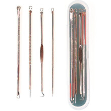 (rose gold) Blackhead Pimple Spot Popper Blemish Comedone Tool Acne Extractor Remover Kit