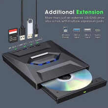 External CD/DVD Drive for Laptop PC USB 3.0 Type-C DVD Player Portable CD/DVD Burner Rewriter Adapter