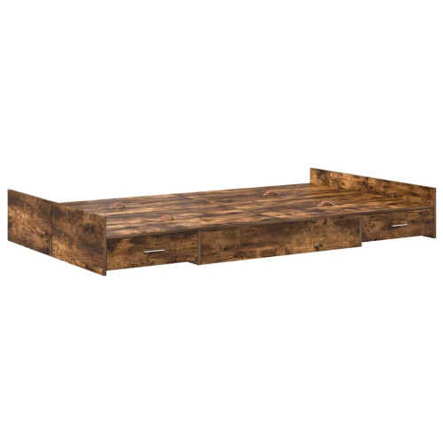 VidaXL vidaXL Storage Bed Frame Smoked Oak 120 x 190 cm Engineered Wood 2