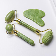 3 In 1 Facial Massage Roller Guasha Board Kit Double Heads Jade Stone Face Lift Skin Relaxation Slimming