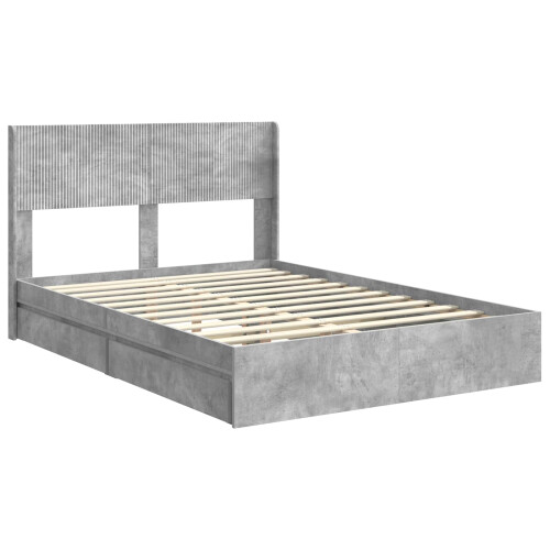 VidaXL vidaXL Bed Frame with Storage and Headboard Concrete Grey 150 x 200 cm 1