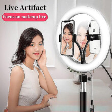 (26cm set-4) Led Ring Light With Tripod Stand With Makeup Mirror Ring Lamp Selfie Stick Studio Photography Lights For Video Live