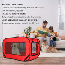 Portable Car Dog Kennel with Oxford Fabric, Foldable Pet Carrier Cage for Cats and Dogs, Indoor Outdoor Travel Crate