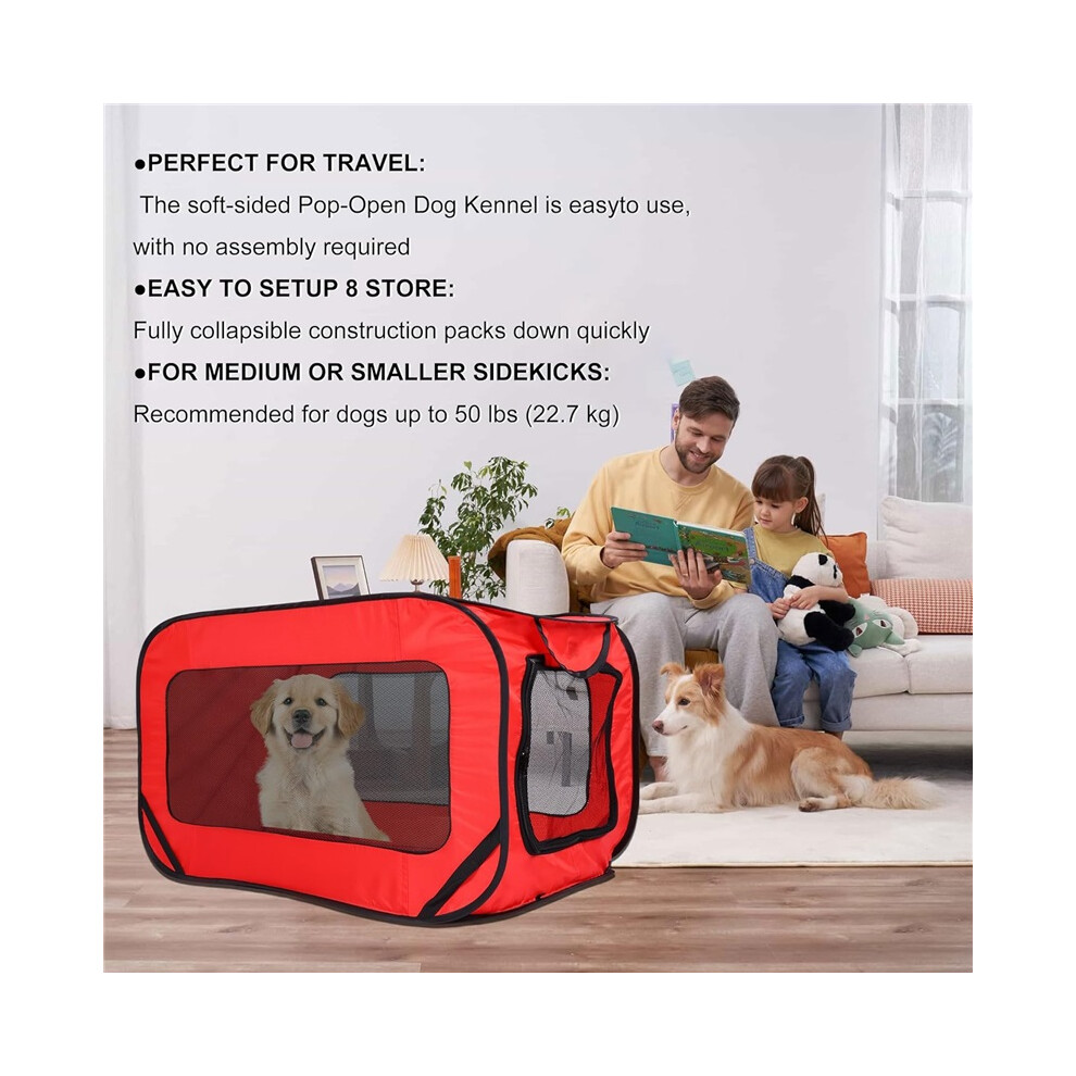 Portable Car Dog Kennel With Oxford Fabric, Foldable Pet Carrier Cage For Cats And Dogs, Indoor Outdoor Travel Crate 8586047987150