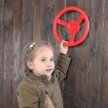 (Red) Childrens Small Steering Wheel For Use On Swings And Playground
