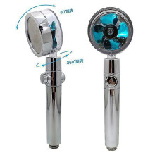 (gold) Shower Head Water-saving Flow 360 Degree Rotation With Small Fan Abs Rainwater High-pressure Shower Head Bathroom Accessories