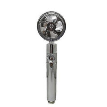 (silver) Shower Head Water-saving Flow 360 Degree Rotation With Small Fan Abs Rainwater High-pressure Shower Head Bathroom Accessories