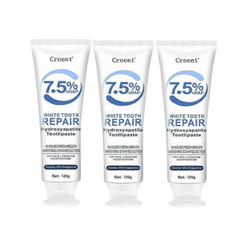 3PCS Hydroxyapatite Toothpaste for Advanced Enamel Protection, Refreshes Breath, Fluoride-Free Toothpaste for Sensitive Teeth