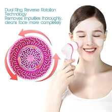 (Blue) Electric Facial Cleansing Brush 3 In 1 Silicone Rotating Facial Cleansing Brush Deep Cleansing Massager Cleansing And Exfoliating