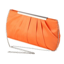 (Orange) Elegant Ladies Satin Clutch Bag Wrinkle Banquet Bag Evening Wedding Party Handbag