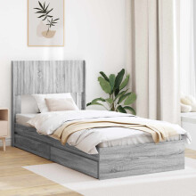 vidaXL Bed Frame with Storage and Headboard Grey Sonoma 75 x 190 cm