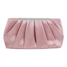(Pink) Elegant Ladies Satin Clutch Bag Wrinkle Banquet Bag Evening Wedding Party Handbag