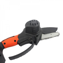 (2 BATTERIES, RED) 4-inch 24v Rechargeable Cordless Electric Chainsaw Single Hand Electric Saw Mini Saw Wood